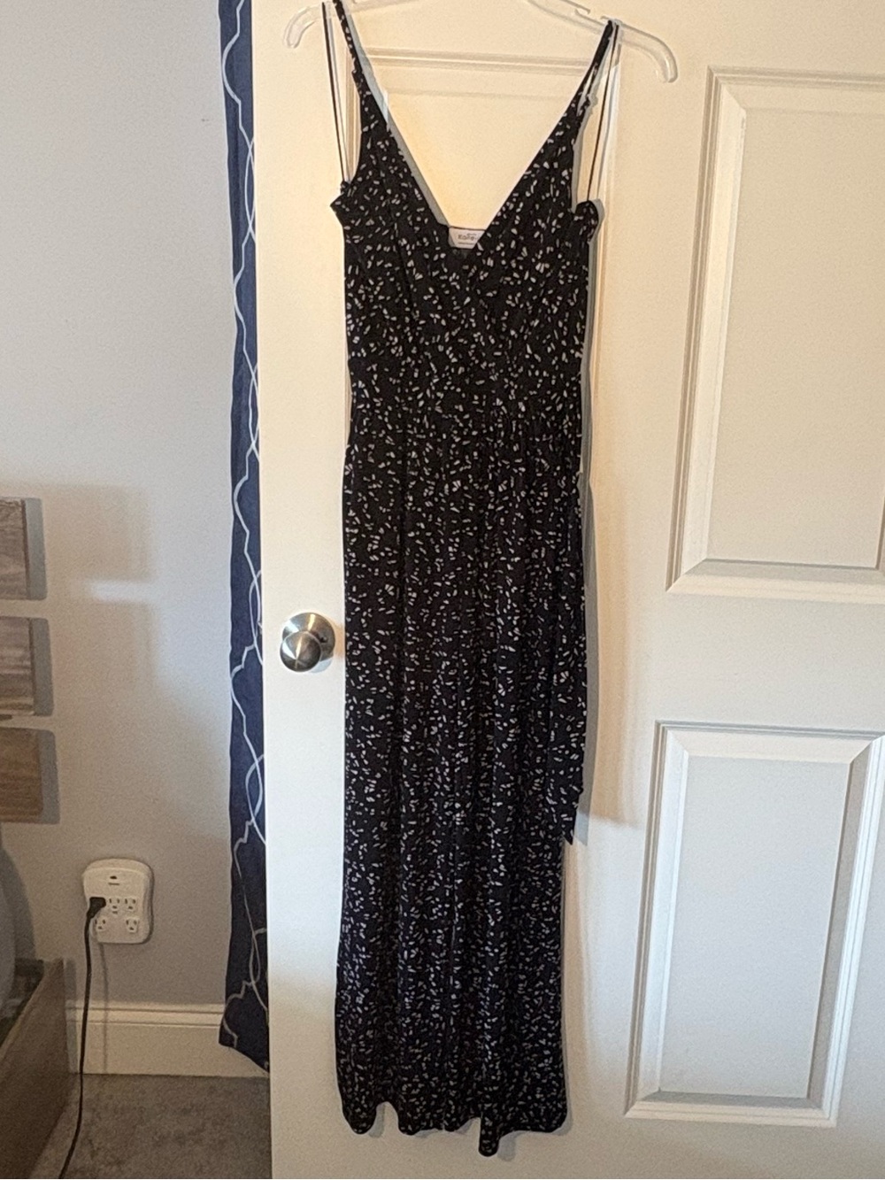 Kaileigh Black Floral Spaghetti-Strap Maxi Dress